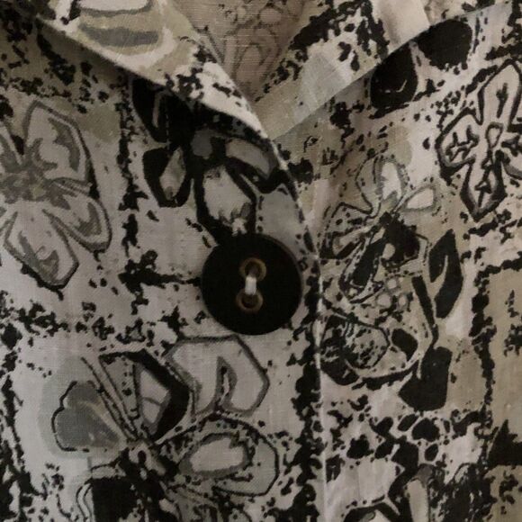 Habitat 100% Linen Button Down Shirt Womens Size L Floral Garden Girl Lagenlook - Picture 4 of 15